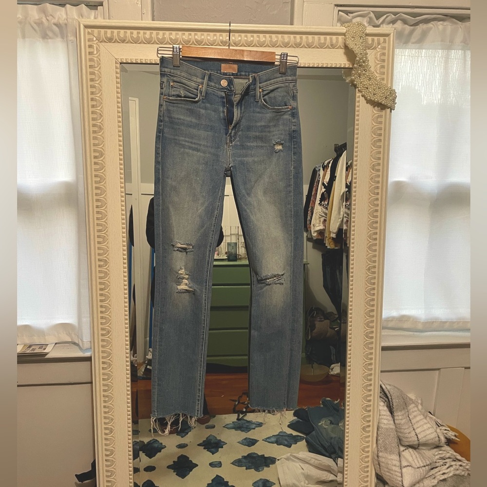 Distressed Mother brand jeans